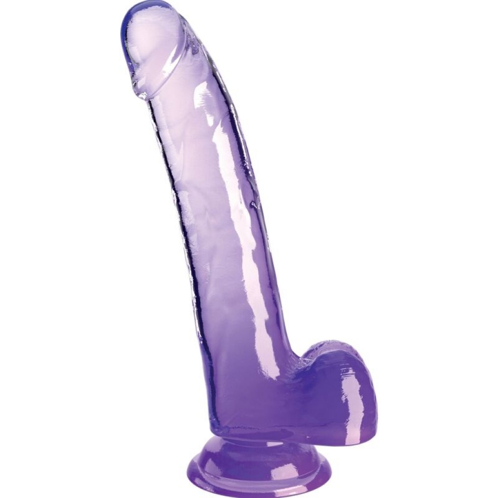 Dildo Transparente Con Testículos 20.3 Cm Morado