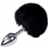 Anal Pleasure Plug Liso Metal Pompon Negro Talla L