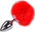 Plug Anal Metal con Pompon Rojo Talla M