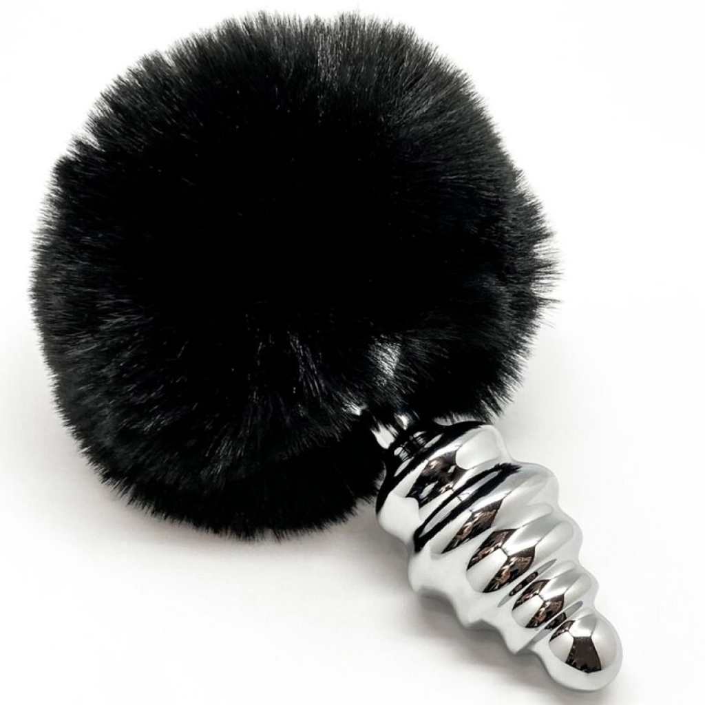 Anal Pleasure Plug Espiral Metal Pompon Negro Talla M