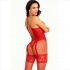 Leg Avenue - Bodystocking Cuello Halter Red Corazones Rojo