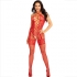 Leg Avenue - Bodystocking Cuello Halter Red Corazones Rojo