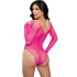 Leg Avenue - Body Manga Larga Cristalizada Fucsia