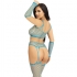 Leg Avenue - Set Top Medias De Liga & Guantes Azul - Conjunto Seductor