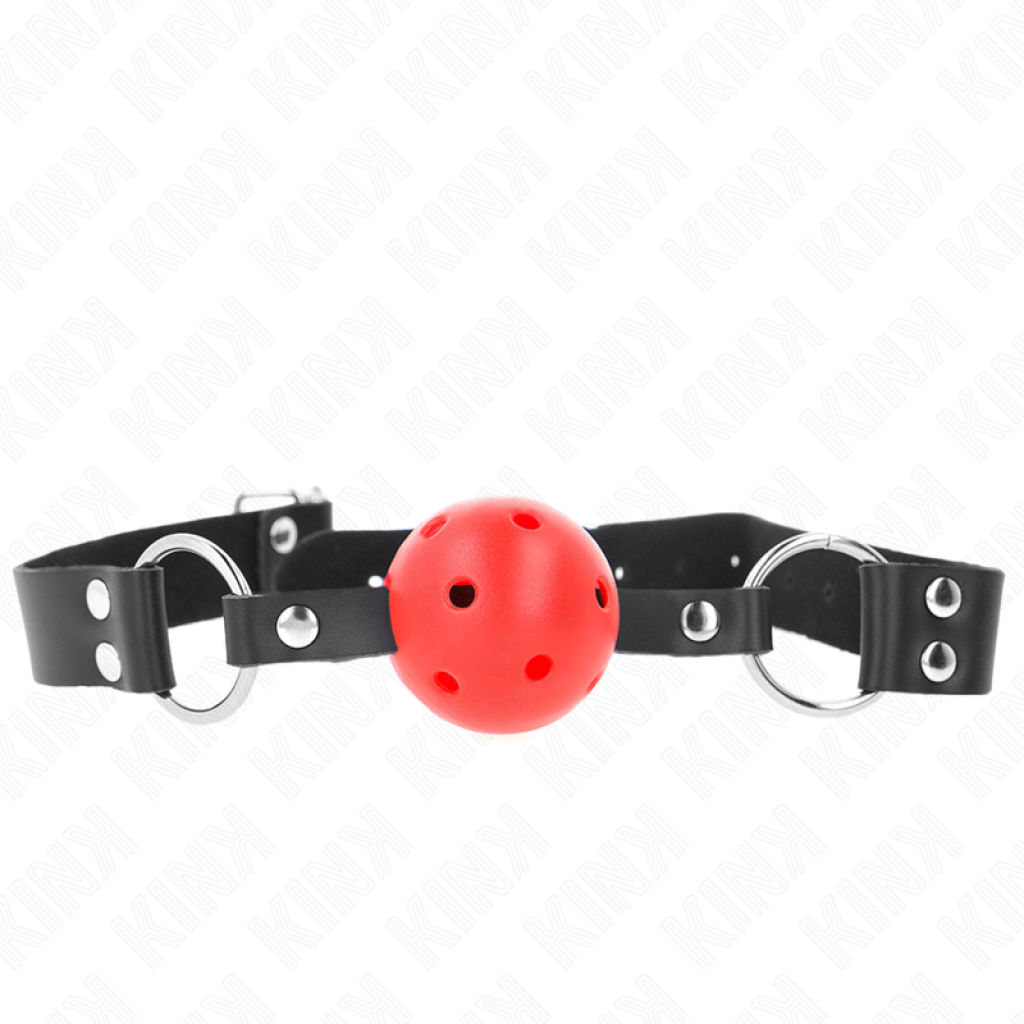 Mordaza de Bola Transpirable Kink - 4 cm con Doble Remache Rojo (62 x 2.5 c