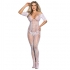 Subblime - Bodystocking Crotchless Con Patrón De Rosas Blanco