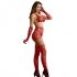 Bodystocking De Rejilla Con Guantes Y Diamantes Rojo