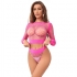 Bodystocking De Rejilla 2 Piezas de Manga Larga Rosa - Subblime 952204