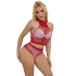 Bodystocking De Rejilla Con Brillantes Rojo Talla Única