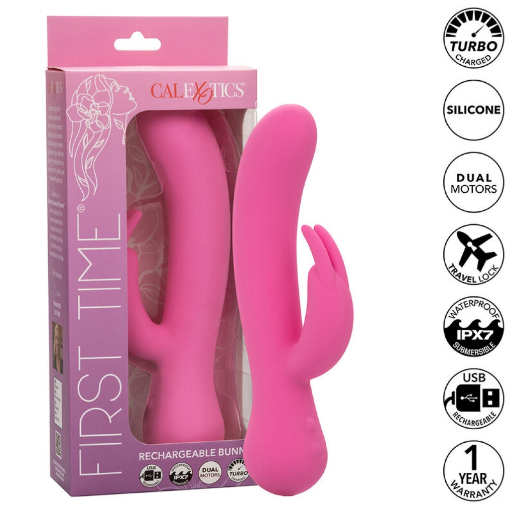 First Time Vibrador Rabbit Recargable Rosa