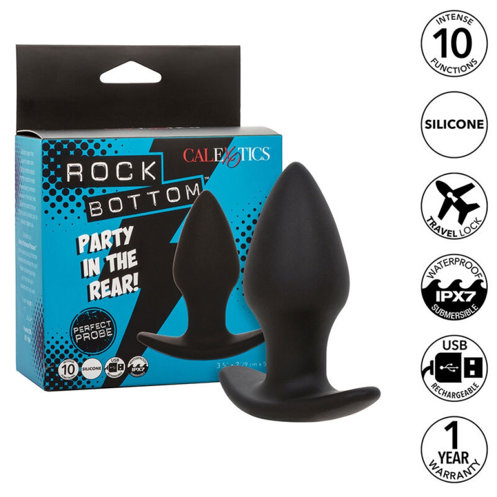 Perfect Plug Anal Rock Bottom - 10 Vibraciones en Silicona Negra