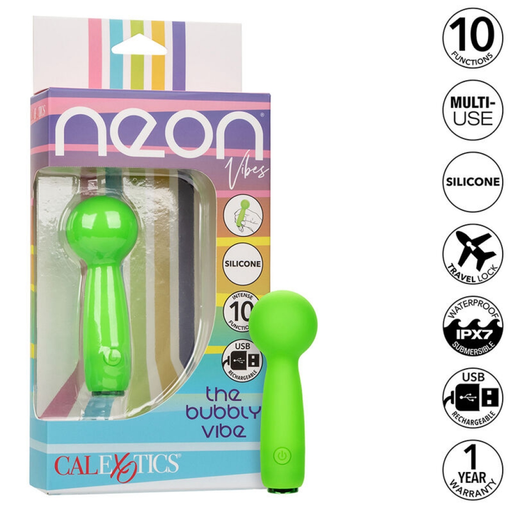 Mini Masajeador Neon Vibes The Bubbly Vibe con 10 Vibraciones Verde