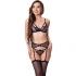 Livco Corsetti Fashion - Keila Lc 20245 Sujetador + Liguero + Panty Negro L