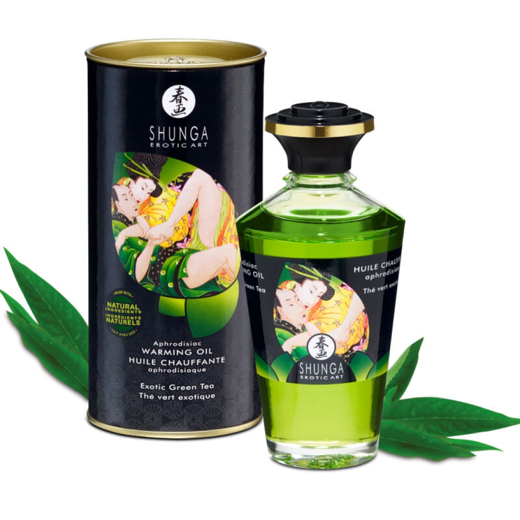 Shunga - Aceite Masaje Efecto Calor Té Verde Orgánico 100 Ml