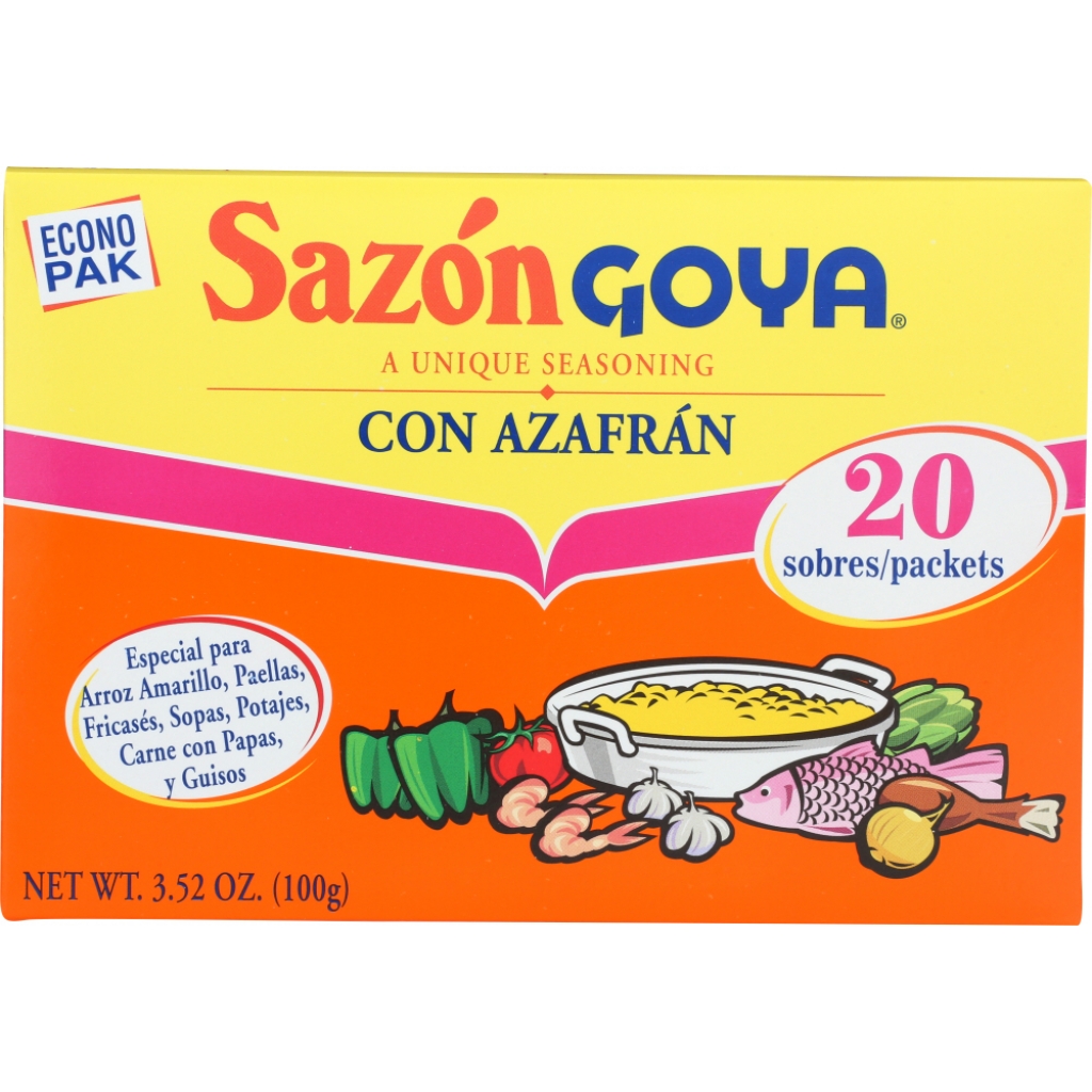 Goya Sazon Azafran - 20 count, 3.52 oz