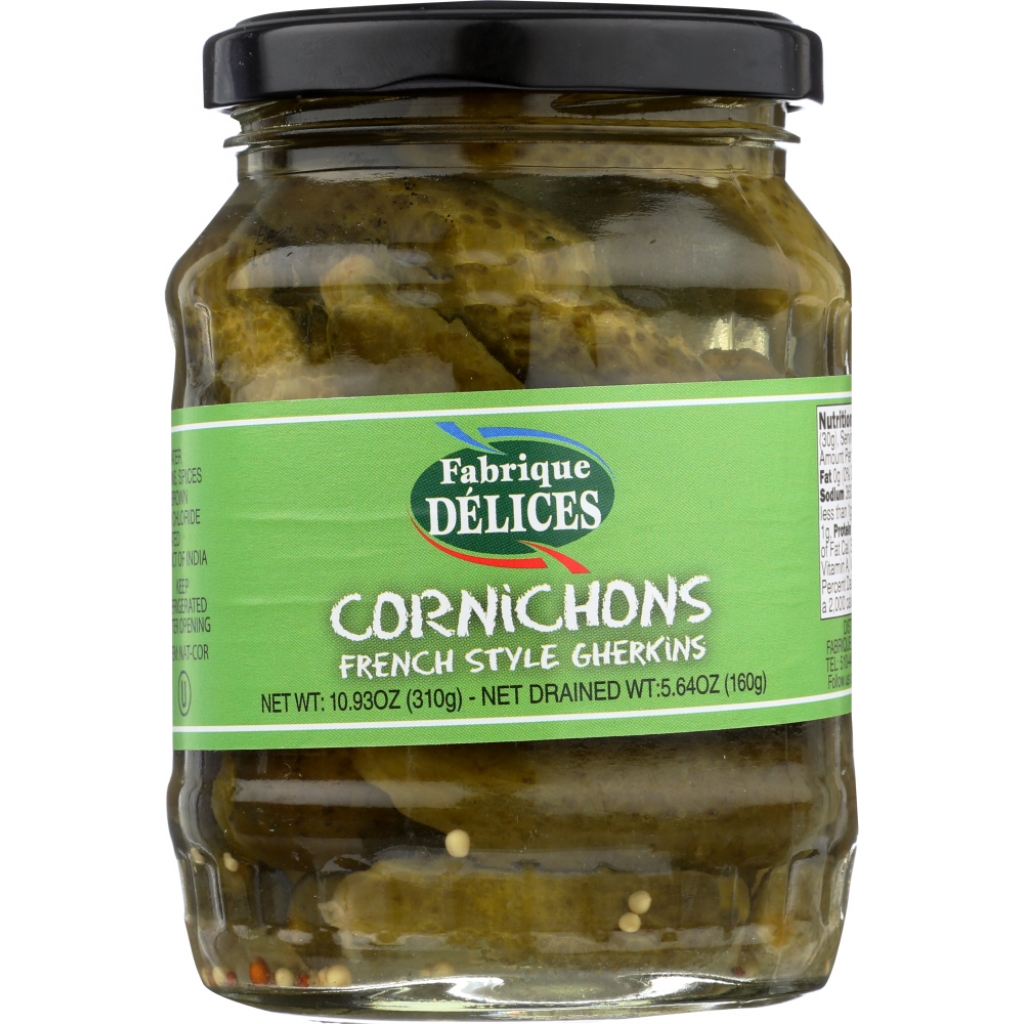 French Style Cornichons Gherkins in Glass Jar - 10.93 oz