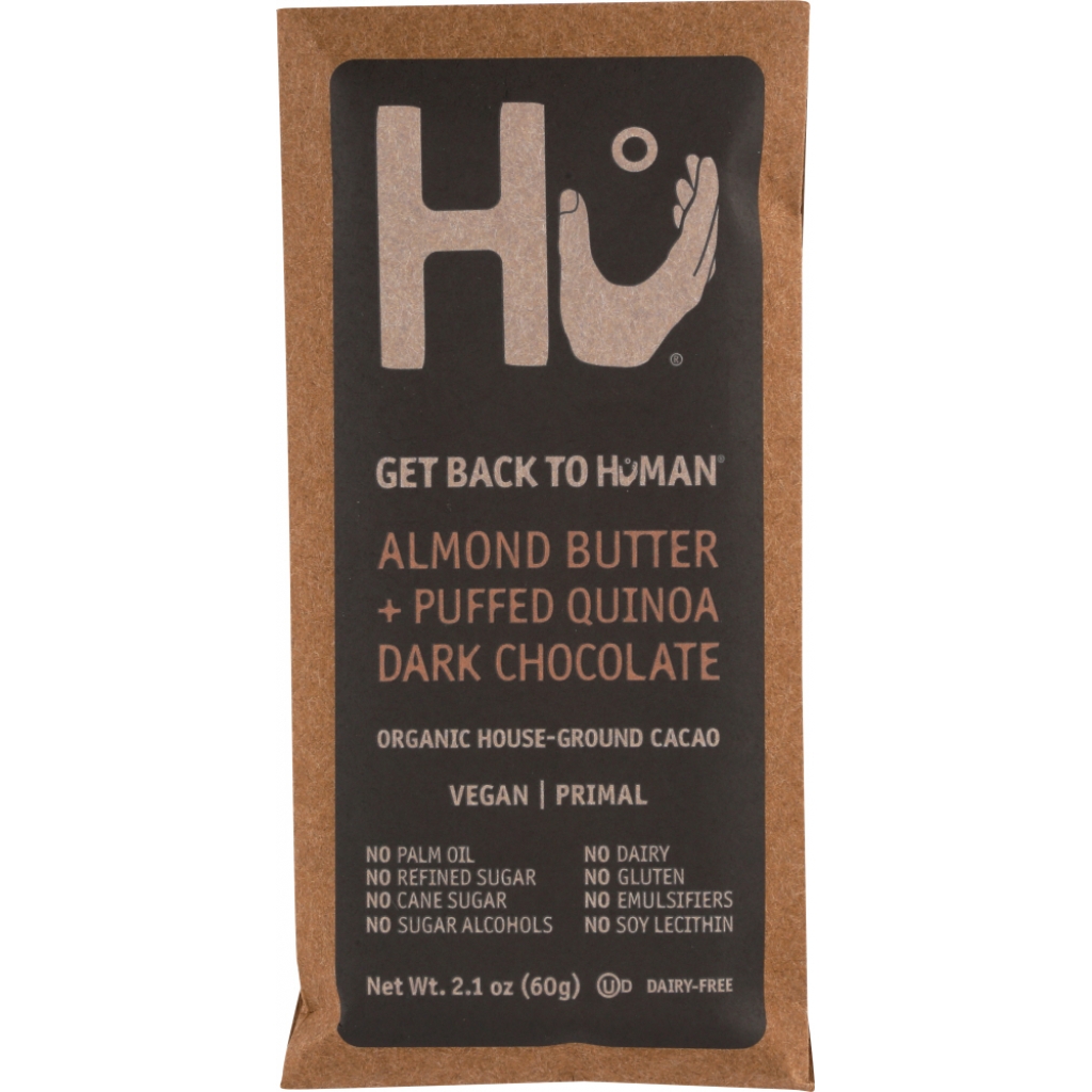 Vegan Dark Chocolate Almond Butter Bar with Puffed Quinoa, 2.1 oz