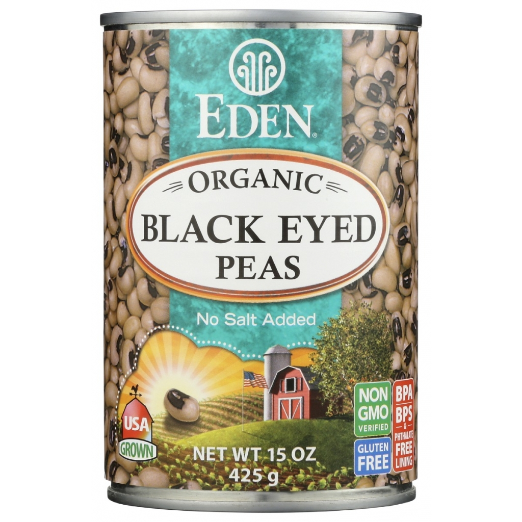 Organic Black Eyed Peas - No Salt Added - 15 oz Healthy Vegan Option