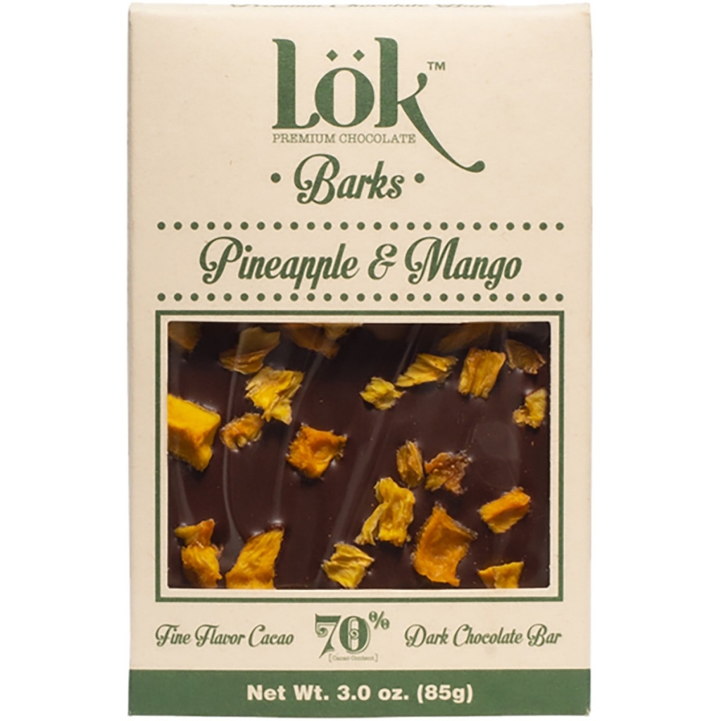 Lök Dark Chocolate Bark with Pineapple & Mango - 3 oz