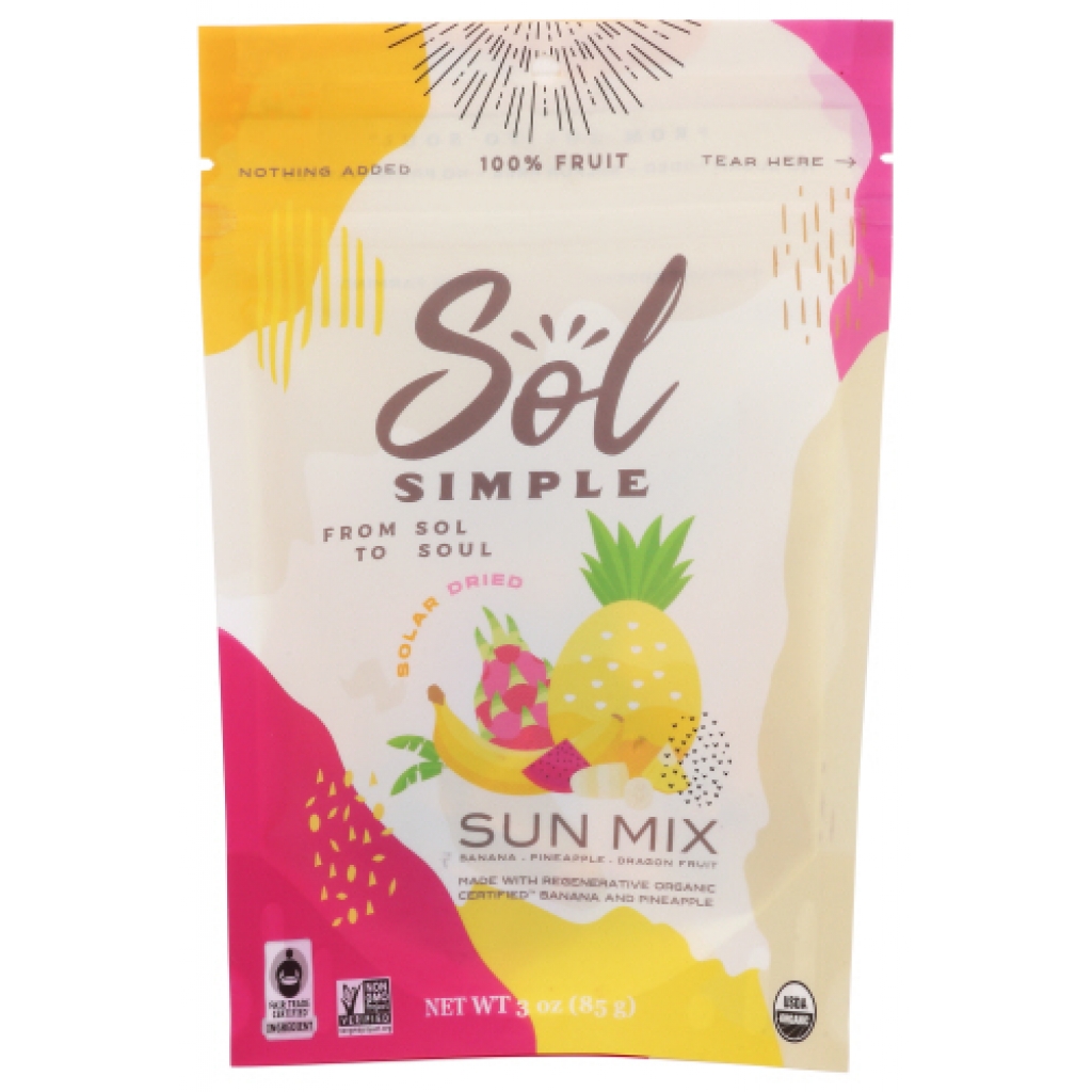 Solar Dried Organic Sun Mix - Tropical Fruit Snack Blend - 3 oz