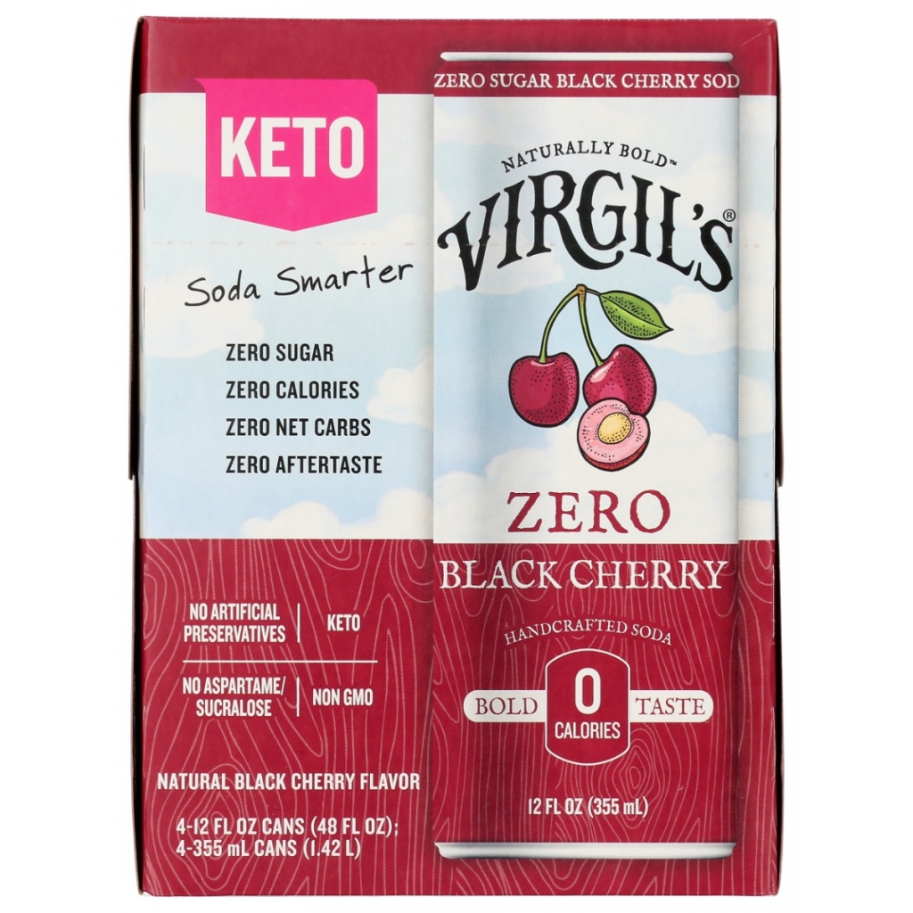 Refreshing Black Cherry Zero Sugar Beverage, 4Pk, 48 fl oz