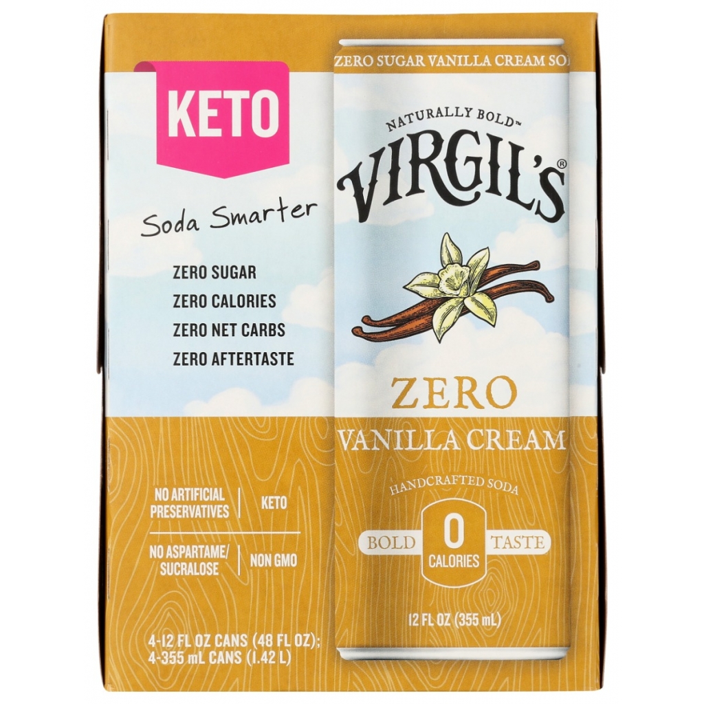 Creamy Vanilla Cream Zero Sugar 4-Pack, 48 fl oz