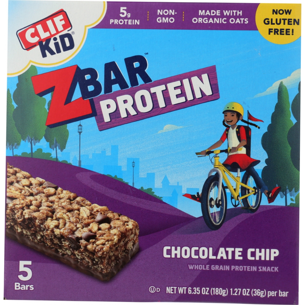 Clif Kid ZBar Protein Bar, Chocolate Chip, 5 Count