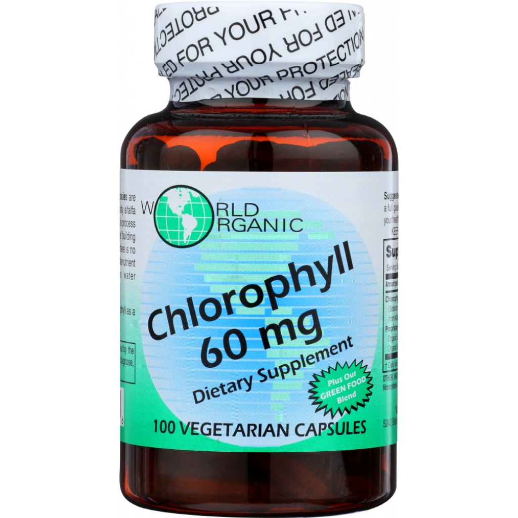 World Organic Chlorophyll Capsules - 60 mg, 100 vc