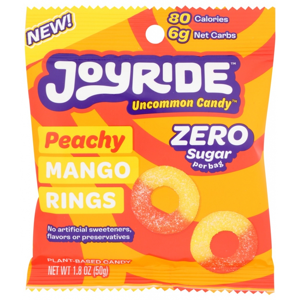 Peach Mango Zero Sugar Candy Rings, 1.8 oz