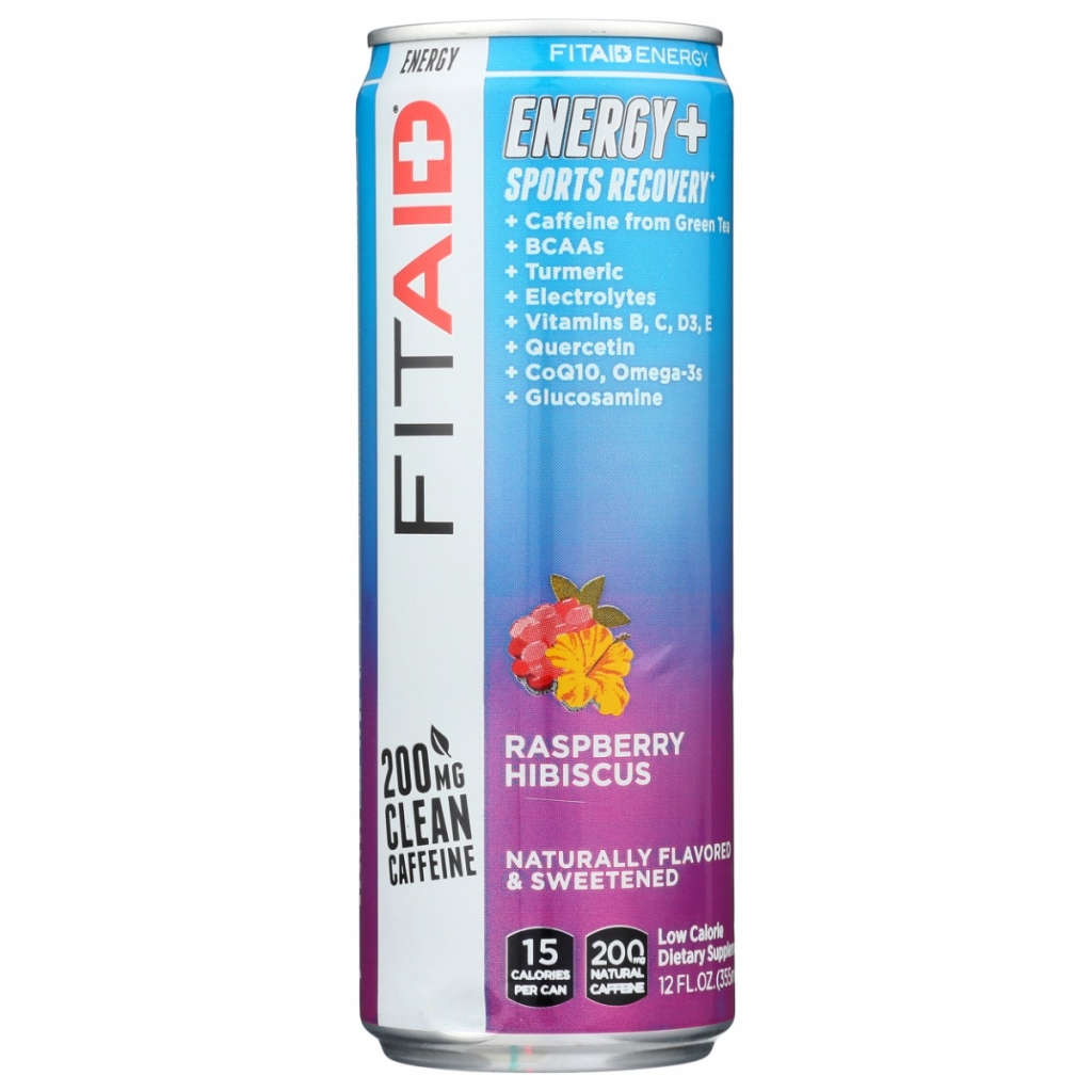 FITAID Energy Drink - Raspberry Hibiscus Flavor - 12 fl oz