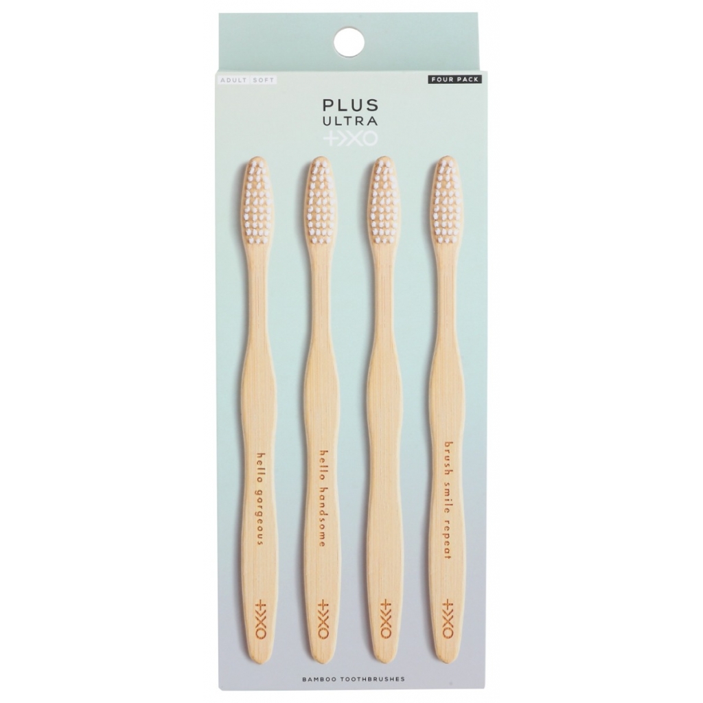 Eco-Friendly Bamboo Toothbrush Set - 4 Pack