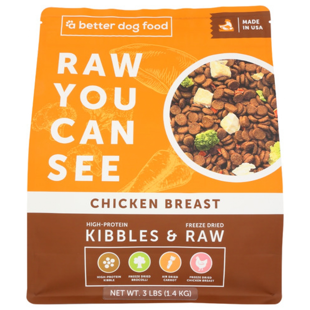 Kibbles and Raw Chicken Breast Dog Food