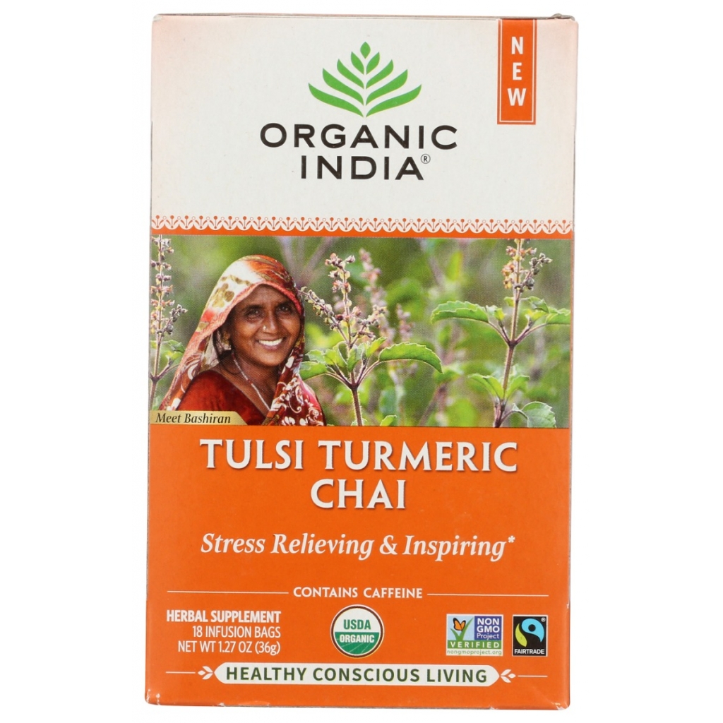 Organic Tulsi Turmeric Chai Tea, 18 Bags - Spiced Wellness