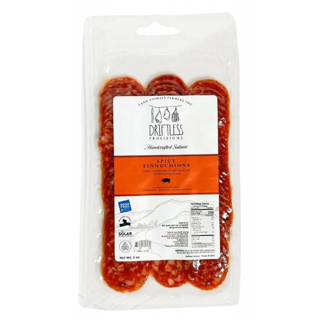 Pre-Sliced Spicy Finnochiona Salami, 3 oz