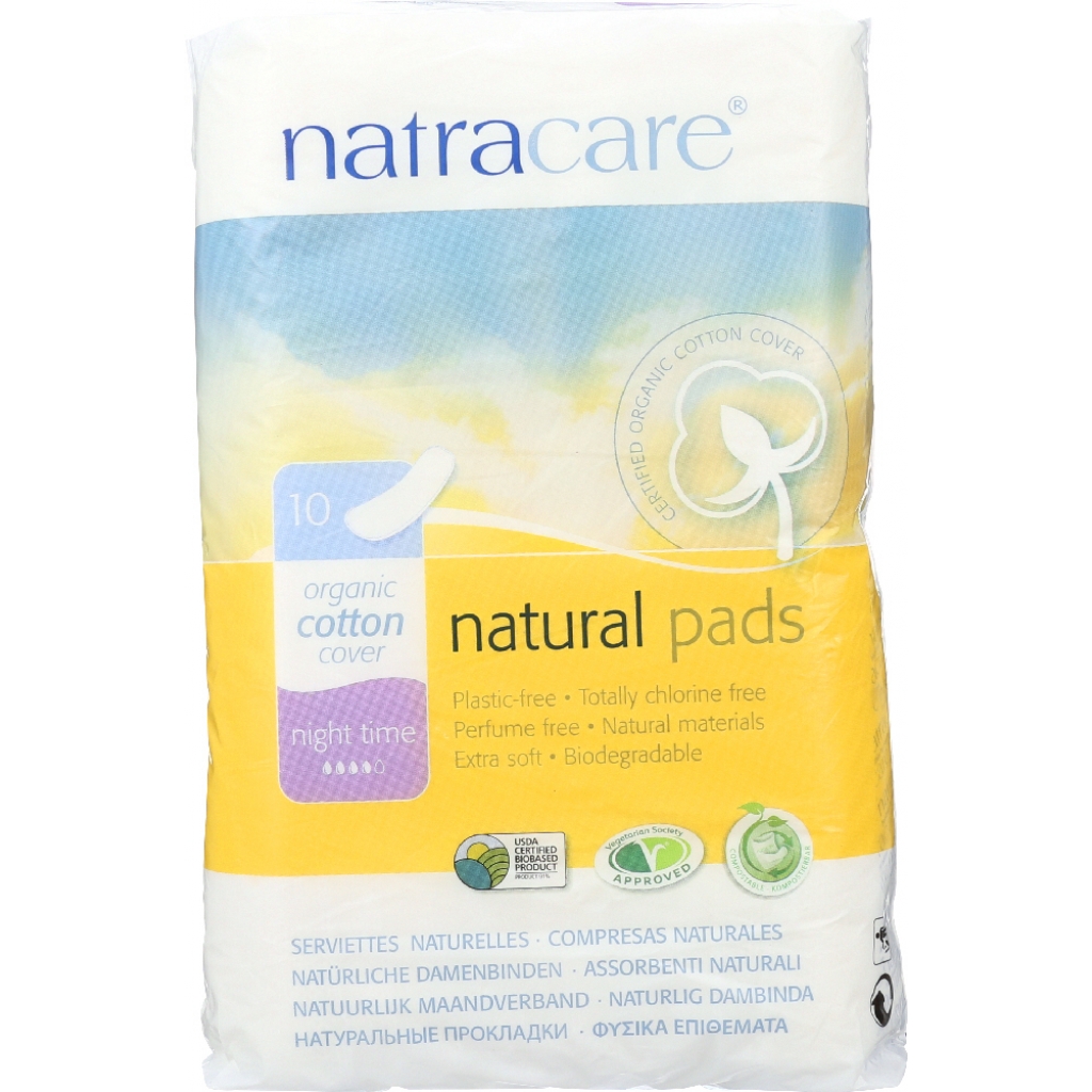 Organic & Natural Maxi Pads for Nighttime, 10 pc