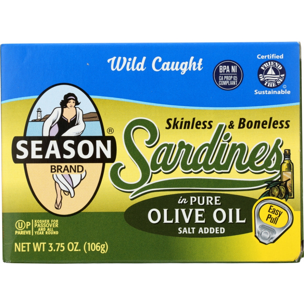 Skinless and Boneless Sardines in Olive Oil, 3.75 oz