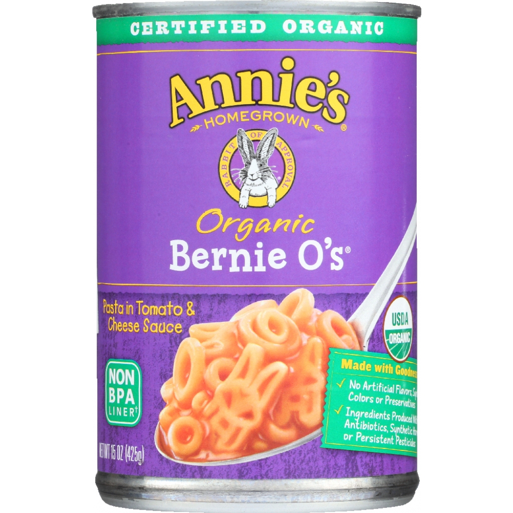 Organic Bernie O's Pasta in Tomato & Cheese Sauce, 15 oz