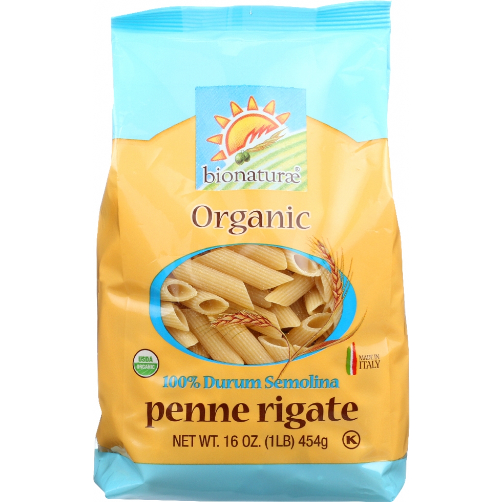 Organic Durum Semolina Pasta Penne Rigate, 16 oz