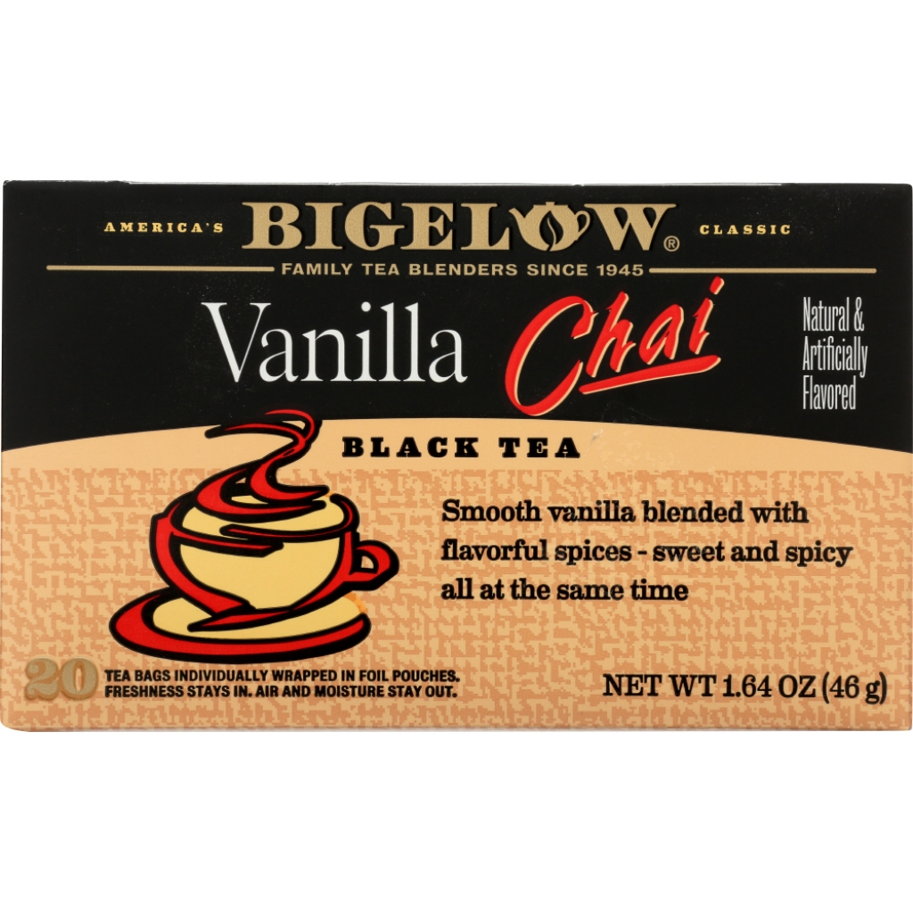 Vanilla Chai Black Tea - Sweet & Spicy Delight - 20 Tea Bags, 1.64 OZ