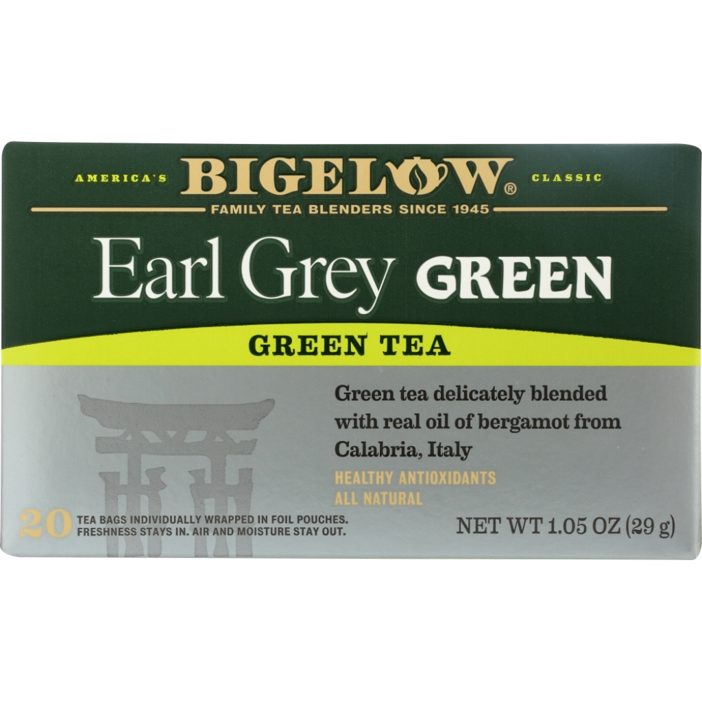 Earl Grey Green Tea with Healthy Antioxidants - 20 Tea Bags, 1.05 oz