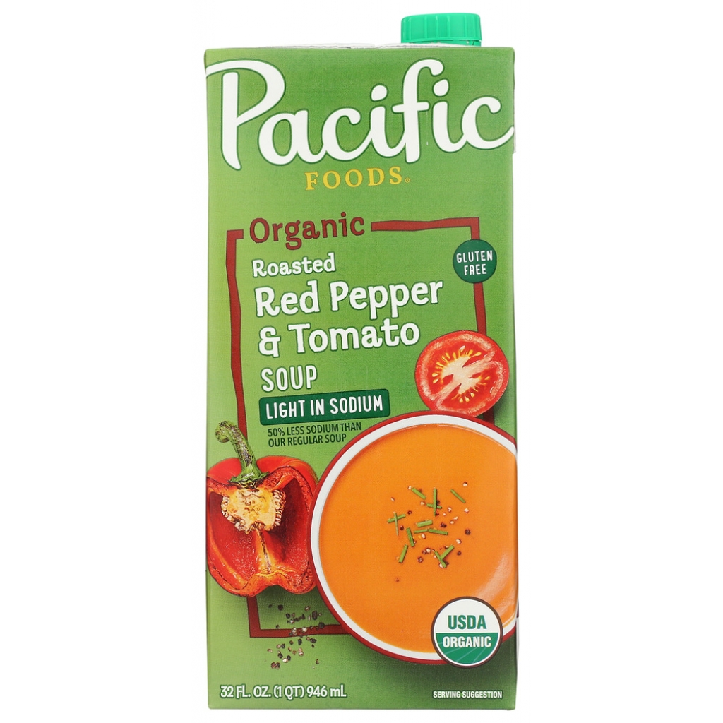 Organic Roasted Red Pepper and Tomato Soup, Light in Sodium, 32 oz