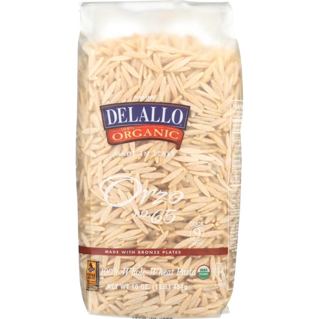 100% Organic Whole Wheat Orzo Pasta, No. 65