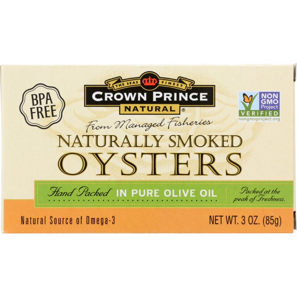 Premium Naturally Smoked Oysters in Olive Oil - 3 oz