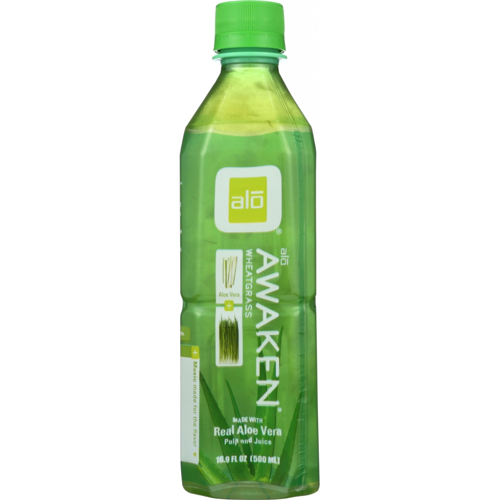 Awaken Wheatgrass Real Aloe Vera Drink - 16.9 oz