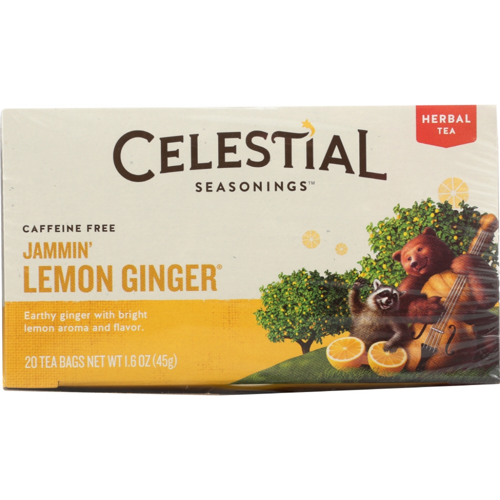 Jammin' Lemon Ginger Herbal Tea - Caffeine Free - 20 Tea Bags - 1.6 oz