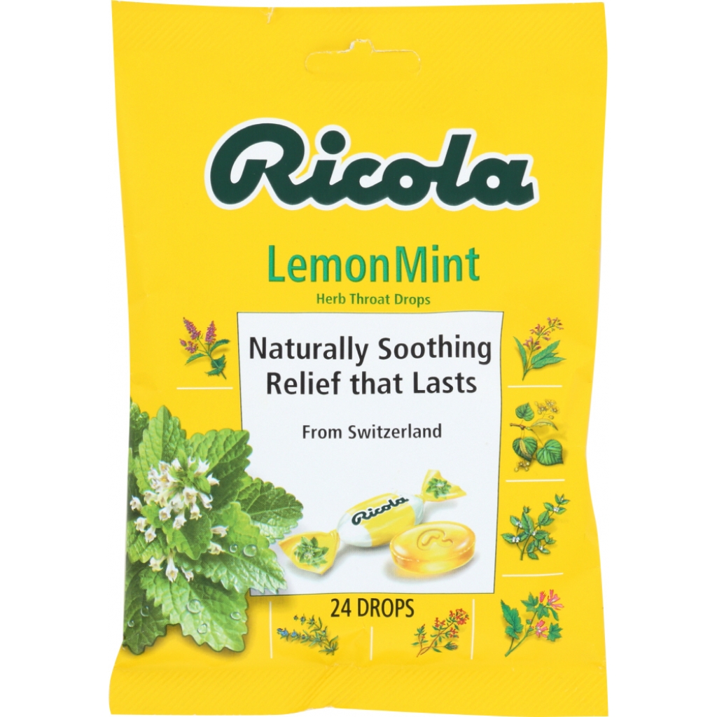 Natural Herb Throat Drops (Lemon Mint, 24 pc) - Soothing Relief