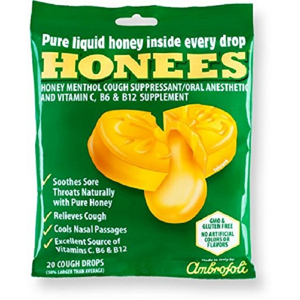 Honey Menthol Eucalyptus Throat Drops, 20 pc