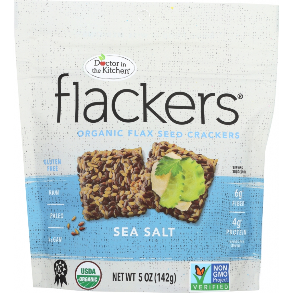 Flackers Flax Seed Crackers – Sea Salt, 5 oz