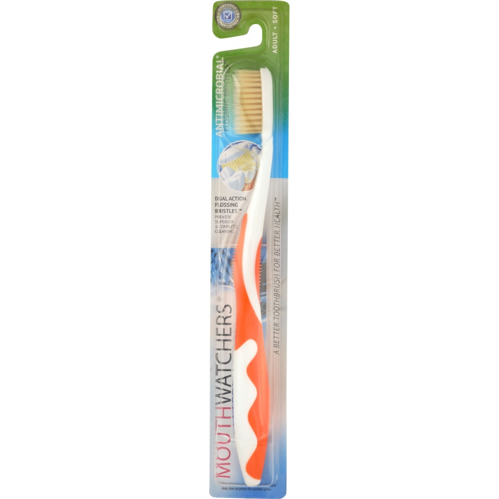 Mouth Watchers Adult Manual Toothbrush, Orange, 1 ea