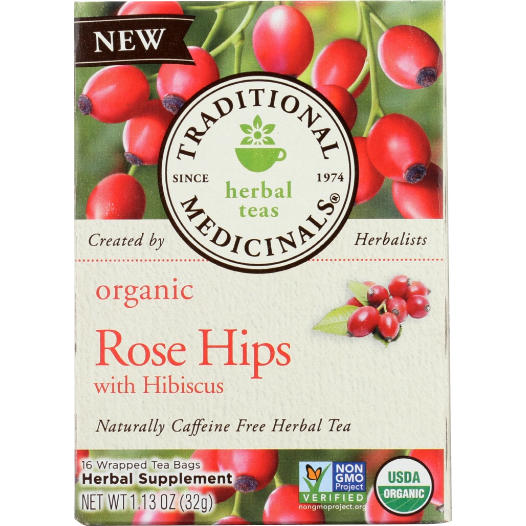 Organic Rose Hips Hibiscus Tea - 16 Bags